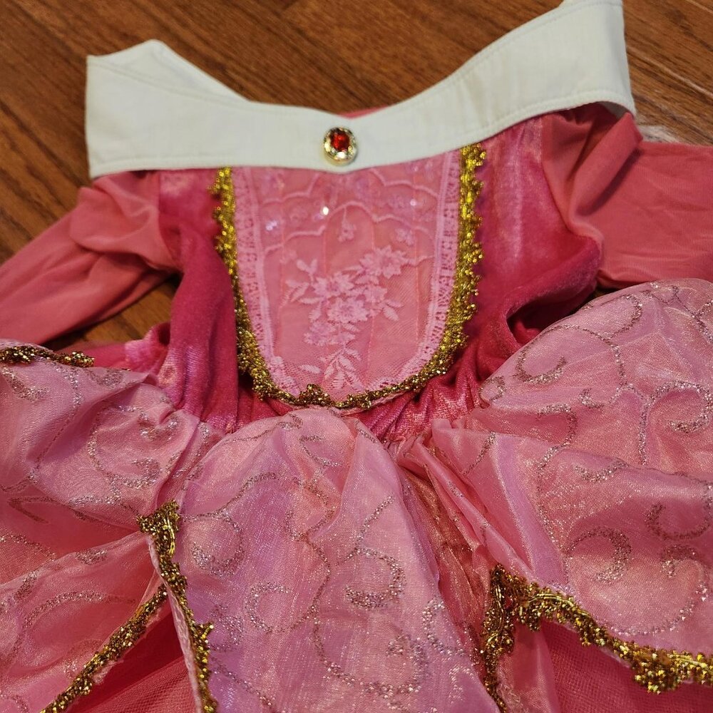 Girls Sleeping Beauty Aurora Pink Costume Dress (Size 110 or 4T/5T) - Picture 4 of 7